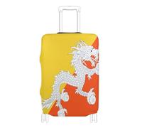 GuoChe Suitcase Cover Fits 18-20/22-24/26-28/29-32 Inch Suitcases Soft Luggage Cover with Elastic Drawstring/Buckle（固定插扣） Suitcase Protector for Travel, National Flag of Bhutan, XL 29-32 in, Vintage