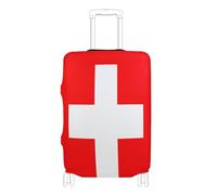 GuoChe Suitcase Cover Fits 18-20/22-24/26-28/29-32 Inch Suitcases Soft Luggage Cover with Elastic Drawstring/Buckle（固定插扣） Suitcase Protector for Travel, National Flag of Switzerland, XL 29-32 in