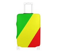 GuoChe Suitcase Cover Fits 18-20/22-24/26-28/29-32 Inch Suitcases Soft Luggage Cover with Elastic Drawstring/Buckle（固定插扣） Suitcase Protector for Travel, National Flag of the Republic of the Congo, L
