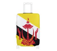 GuoChe Suitcase Cover Fits 18-20/22-24/26-28/29-32 Inch Suitcases Soft Luggage Cover with Elastic Drawstring/Buckle（固定插扣） Suitcase Protector for Travel, National Flag of Brunei, S 18-20 in, Vintage