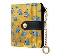 GuoChe Sunny Blue Elephants Ladies Cute Foldable Wallet Convenient PU Leather Bifold Wallet for Woman Girl