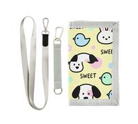 GuoChe Sweet Animal Faces Pattern Trifold Mens Small Wallet for Womans Cool Colorful Mens Small Wallet with Lanyard
