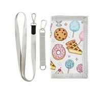 GuoChe Sweet Treats and Candies Print Trifold Money Clip for Woman Trendy Casual Money Clip with Lanyard