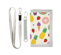 GuoChe Sweet Treats Pattern Trifold Wallet Card Holder for Credit Cards Simple Colorful Wallet Card Holder with Lanyard