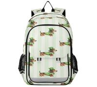 GuoChe Teal Blue Floral Mix School Backpack for Kids, Green Safaris Leaf, One Size, Classic Kids Backpack