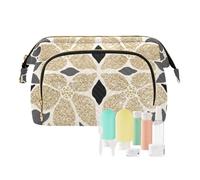 GuoChe Toiletry Bag Merry Christmas Gold Biege Lightweight Large Make Up Bag Women Coin Purse for Makeup Travel, Merry Christmas79, 10.2" x 5.9" x 6.7", Art Deco