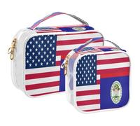 GuoChe Toiletry Bag Travel Makeup Organizer Cosmetic Bags Clear Pouch Waterproof with Handle for Men Women Flag Of The United States Belize