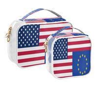 GuoChe Toiletry Bag Travel Makeup Organizer Cosmetic Bags Clear Pouch Waterproof with Handle for Men Women Flag Of The United States Europe