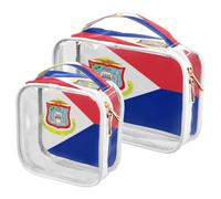 GuoChe Toiletry Bag Travel Makeup Organizer Cosmetic Bags Clear Pouch Waterproof with Handle for Men Women Flag Of Sint Maarten