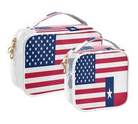 GuoChe Toiletry Bag Travel Makeup Organizer Cosmetic Bags Clear Pouch Waterproof with Handle for Men Women Flag Of The United States Texas