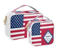 GuoChe Toiletry Bag Travel Makeup Organizer Cosmetic Bags Clear Pouch Waterproof with Handle for Men Women Flag Of The United States Arkansas