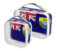 GuoChe Toiletry Bag Travel Makeup Organizer Cosmetic Bags Clear Pouch Waterproof with Handle for Men Women Flag Of Saint Helena Ascension and Tristan Da Cunha