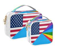 GuoChe Toiletry Bag Travel Makeup Organizer Cosmetic Bags Clear Pouch Waterproof with Handle for Men Women Flag Of The United States and Light Dispersion Peace