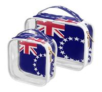 GuoChe Toiletry Bag Travel Makeup Organizer Cosmetic Bags Clear Pouch Waterproof with Handle for Men Women Flag Of The Cook Islands