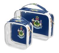 GuoChe Toiletry Bag Travel Makeup Organizer Cosmetic Bags Clear Pouch Waterproof with Handle for Men Women Maine State Flag