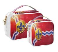 GuoChe Toiletry Bag Travel Makeup Organizer Cosmetic Bags Clear Pouch Waterproof with Handle for Men Women Oil Painting Flag St. Louis Missouri