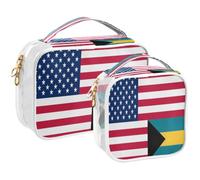 GuoChe Toiletry Bag Travel Makeup Organizer Cosmetic Bags Clear Pouch Waterproof with Handle for Men Women Flag Of The United States Bahamas