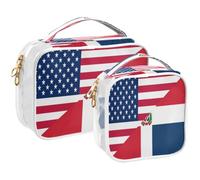 GuoChe Toiletry Bag Travel Makeup Organizer Cosmetic Bags Clear Pouch Waterproof with Handle for Men Women Flag Of The United States and Dominican Republic