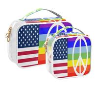 GuoChe Toiletry Bag Travel Makeup Organizer Cosmetic Bags Clear Pouch Waterproof with Handle for Men Women Flag Of The United States Peace