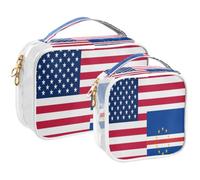 GuoChe Toiletry Bag Travel Makeup Organizer Cosmetic Bags Clear Pouch Waterproof with Handle for Men Women Flag Of The United States Cape Verde