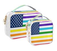 GuoChe Toiletry Bag Travel Makeup Organizer Cosmetic Bags Clear Pouch Waterproof with Handle for Men Women Flag Of The United States Greek Rainbow Peace