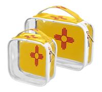 GuoChe Toiletry Bag Travel Makeup Organizer Cosmetic Bags Clear Pouch Waterproof with Handle for Men Women New Mexico State Flag