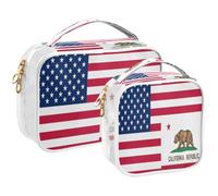 GuoChe Toiletry Bag Travel Makeup Organizer Cosmetic Bags Clear Pouch Waterproof with Handle for Men Women Flag Of The United States California