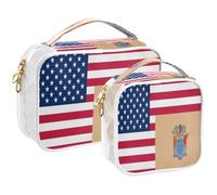 GuoChe Toiletry Bag Travel Makeup Organizer Cosmetic Bags Clear Pouch Waterproof with Handle for Men Women Flag Of The United States New Jersey