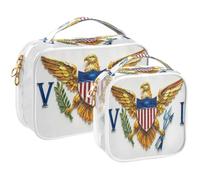 GuoChe Toiletry Bag Travel Makeup Organizer Cosmetic Bags Clear Pouch Waterproof with Handle for Men Women Oil Painting Flag The United States Virgin Islands