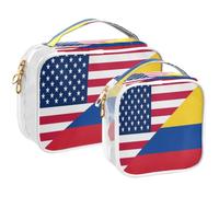 GuoChe Toiletry Bag Travel Makeup Organizer Cosmetic Bags Clear Pouch Waterproof with Handle for Men Women Flag Of The United States Colombia