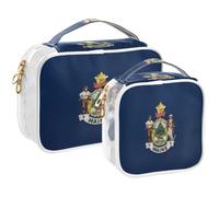 GuoChe Toiletry Bag Travel Makeup Organizer Cosmetic Bags Clear Pouch Waterproof with Handle for Men Women Oil Painting Flag Maine