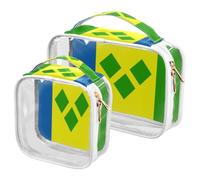 GuoChe Toiletry Bag Travel Makeup Organizer Cosmetic Bags Clear Pouch Waterproof with Handle for Men Women Flag Of Saint Vincent and The Grenadines