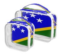 GuoChe Toiletry Bag Travel Makeup Organizer Cosmetic Bags Clear Pouch Waterproof with Handle for Men Women National Flag Of Solomon Islands