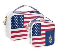 GuoChe Toiletry Bag Travel Makeup Organizer Cosmetic Bags Clear Pouch Waterproof with Handle for Men Women Flag Of The United States Maine