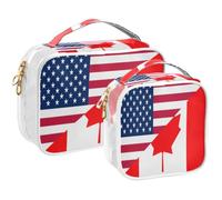 GuoChe Toiletry Bag Travel Makeup Organizer Cosmetic Bags Clear Pouch Waterproof with Handle for Men Women Flag Of The United States Canada