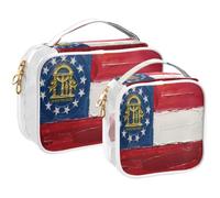 GuoChe Toiletry Bag Travel Makeup Organizer Cosmetic Bags Clear Pouch Waterproof with Handle for Men Women Oil Painting Flag The State Of Georgia