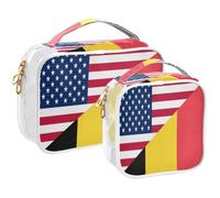 GuoChe Toiletry Bag Travel Makeup Organizer Cosmetic Bags Clear Pouch Waterproof with Handle for Men Women Flag Of The United States Belgium