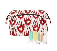 GuoChe Toiletry Bags Happy Halloween Red Bloody Hand Waterproof Make Up Bags Makeup Period Bag for Travel Cosmetic, Happy Halloween121, 10.2" x 5.9" x 6.7", Art Deco