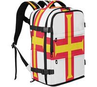 GuoChe Travel Backpack durables Fabric Fits 16 Inch Laptop with Multi Compartments for Business Trip, Flag of Guernsey, One Size, Basic-multipurpose-backpacks