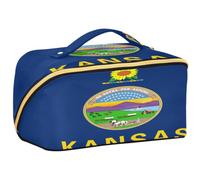 GuoChe Travel Makeup Bag, Flag Of Kansas Cosmetic Bag