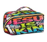 GuoChe Travel Makeup Bag, Jesus Is King Flag Hip-hop Cosmetic Bag