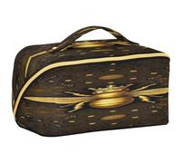 GuoChe Travel Makeup Bag, Queen Bee Black Golden Vintage3 Cosmetic Bag