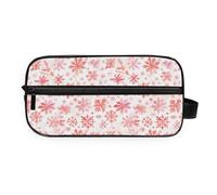 GuoChe Travel Organizer Bag Hanging Design PU Leather Handle Bathroom Organizer Merry Christmas Snowflake Red Hoho