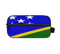 GuoChe Travel Organizer Bag Lightweight PU Leather Handle Bathroom Organizer National Flag Of Solomon Islands
