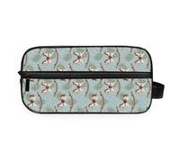 GuoChe Travel Toiletry Bag Multi-compartment durables Twill Fabric Bathroom Organizer Christmas Light Blue Rocking Horse