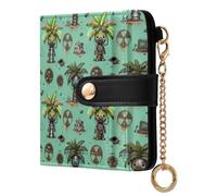 GuoChe Tree and Robot Ladies Lightweight Foldable Wallet Portable Compact PU Leather Wallet for Woman Girl