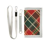 GuoChe Trifold Wallet for Boys Ages 9-12 Mini Outdoor Sports Purse Coin Pocket & Card Holder, Travel Accessory Red Green Plaid