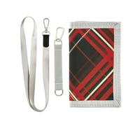 GuoChe Trifold Wallet for Boys Ages 9-12 Mini Outdoor Sports Purse Coin Pocket & Card Holder, Travel Accessory Red Black Plaid