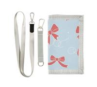 GuoChe Trifold Wallet for Boys Ages 9-12 Mini Outdoor Sports Purse Coin Pocket & Card Holder, Travel Accessory Red Bow Pattern