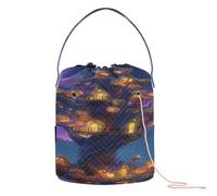 GuoChe Twilight Pumpkin Tree Dwelling Yarn Storage Bag Bags For Crocheting Portable Travel Storage for Crochet Hook Knitting Project